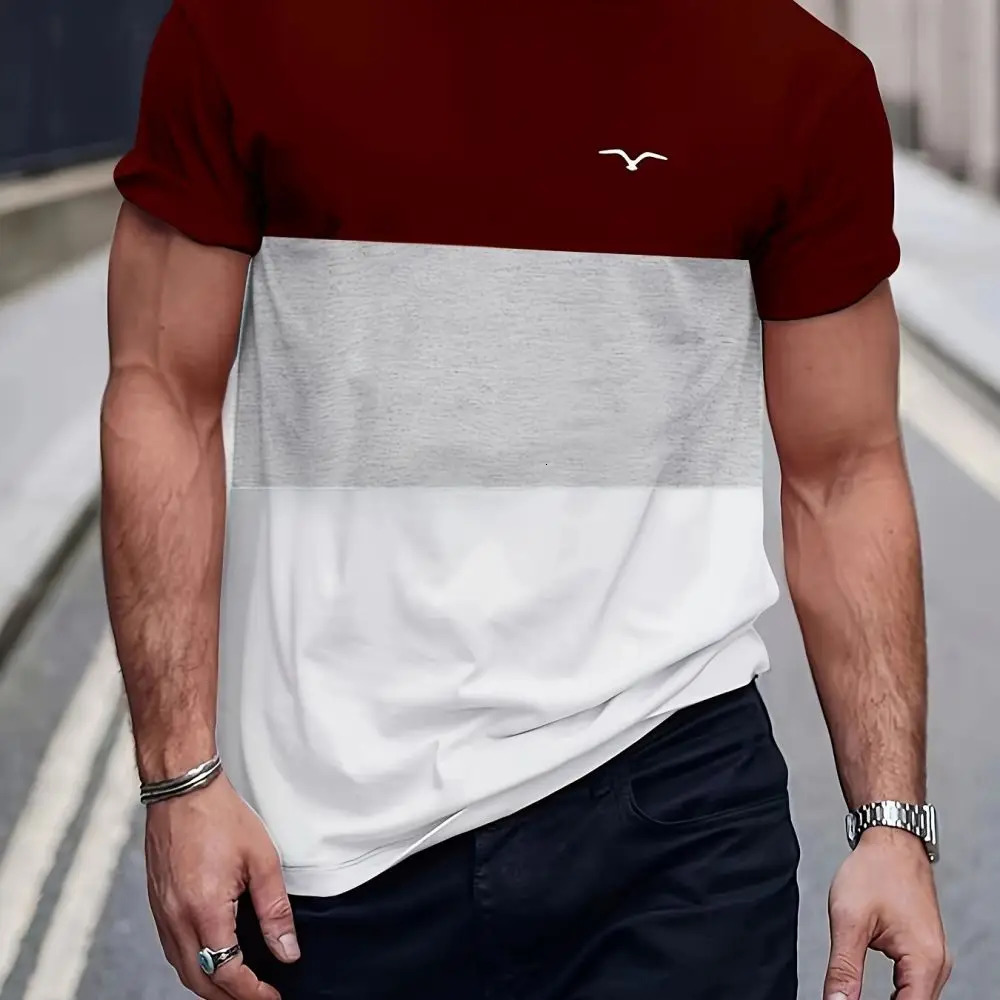 Casual Striped T Shirt For Mens Short Sleeve Tops Oversized TShirts ONeck Pullover Street Shirts Tee Summer Apparel 240301