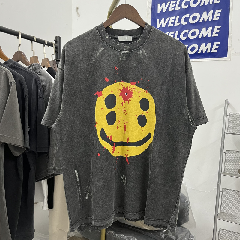 2024SS T-shirt d'été printemps Femmes Lavage Imprimé à manches courtes T-shirts Coton