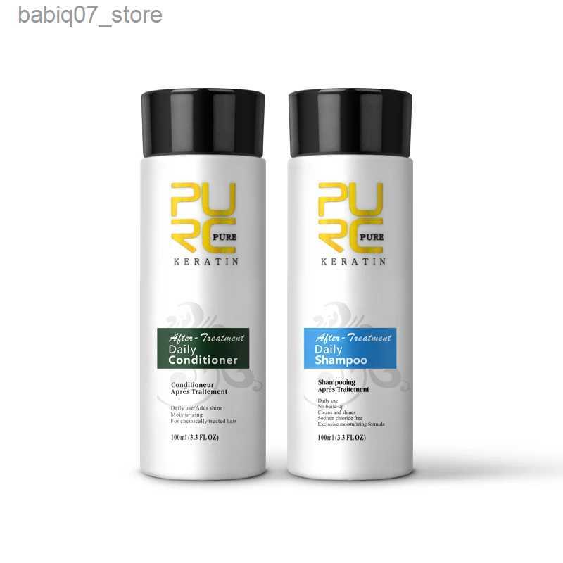 Shampoo Conditioner PURC Keratin Smooth Hair Treatment Shmpoo Conditioner Set Repairs Damaged Straight Curled and Anti Fluff Hair Care Products Q240316