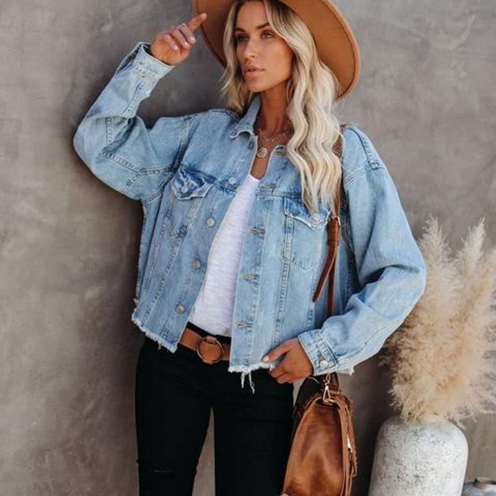 2024 New Denim Coat Women's Street Trendy Loose Fur Short Jacket