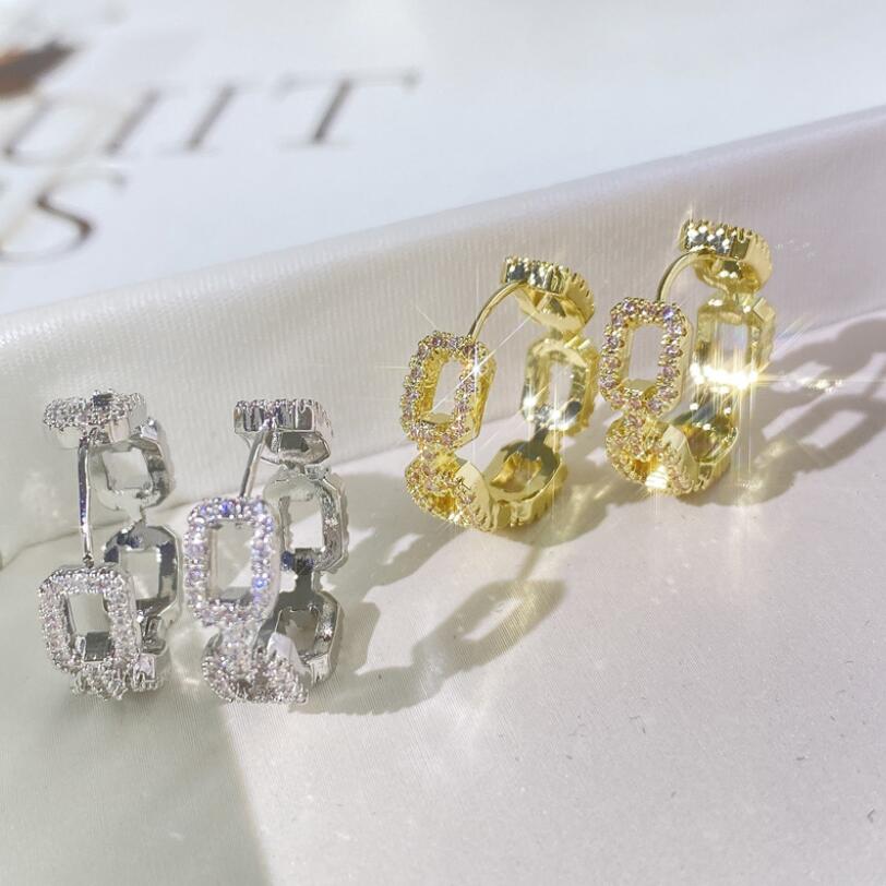 2024 Choucong Clip Earrings: Sterg Sier Gold Plated Pave White 5A Cubic Zirconia Jewelry for Women