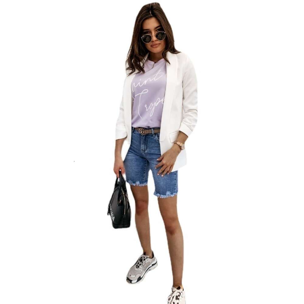 Hot Selling 2024 Summer New Slim Fit Washed Denim Shorts, Fashionable Ruffled Capris