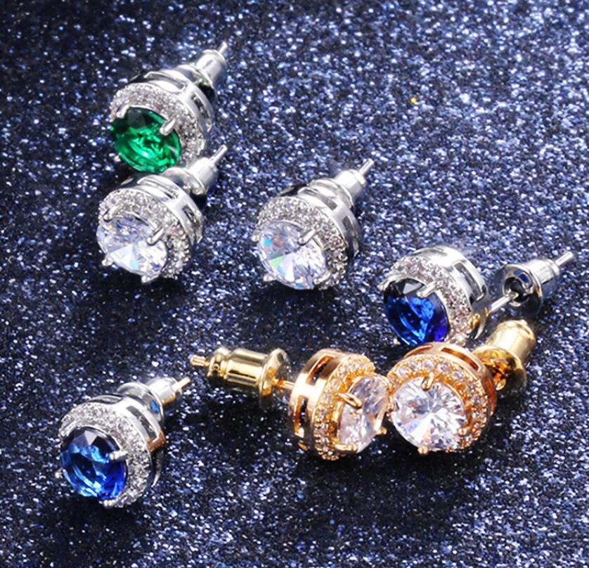 2024 Drop Ship Stud Earrings Simple Fashion jewelry 925 Sterling Silver Round Cut 5A Cubic Zircon Party CZ Diamond Gemstones Party Women EarringGift
