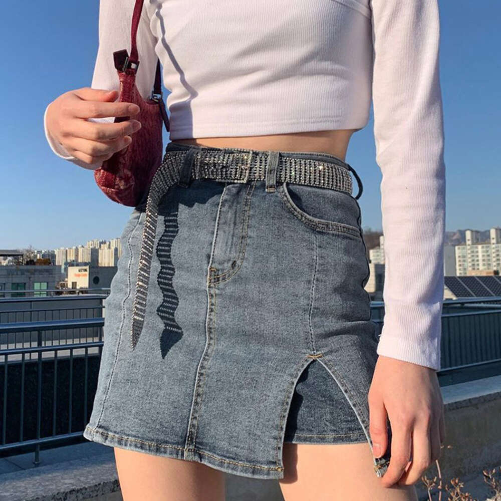2024 Summer Large Women's Sexy High Waist Slimming Irregular Split Slim Fit Denim Short Casual Pant Skirt