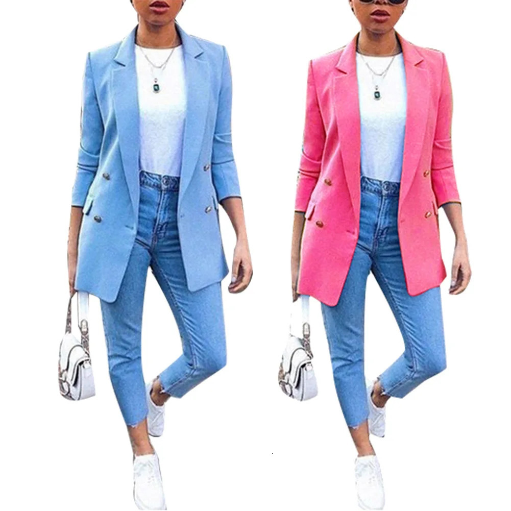 Autumn Winter Women Blazer Coat Long-Sleeved Small Suit Temperament Professional Slim Top Jacket Women Suit Outwear 240229