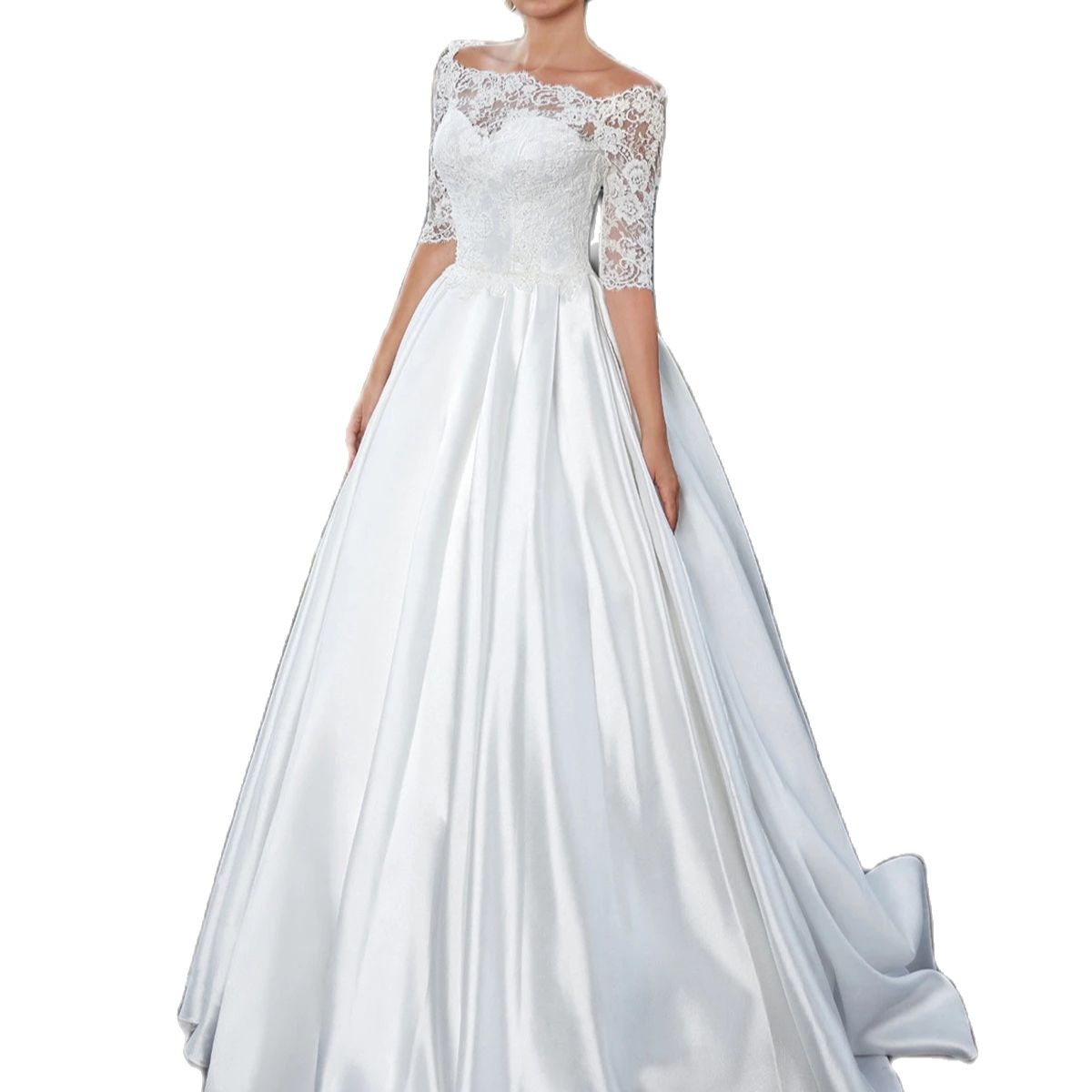 Plus Size A Line Wedding Dresses With Jacket Lace Off Shoulder Long Sleeves Bridal Gowns Applique Beach Custom