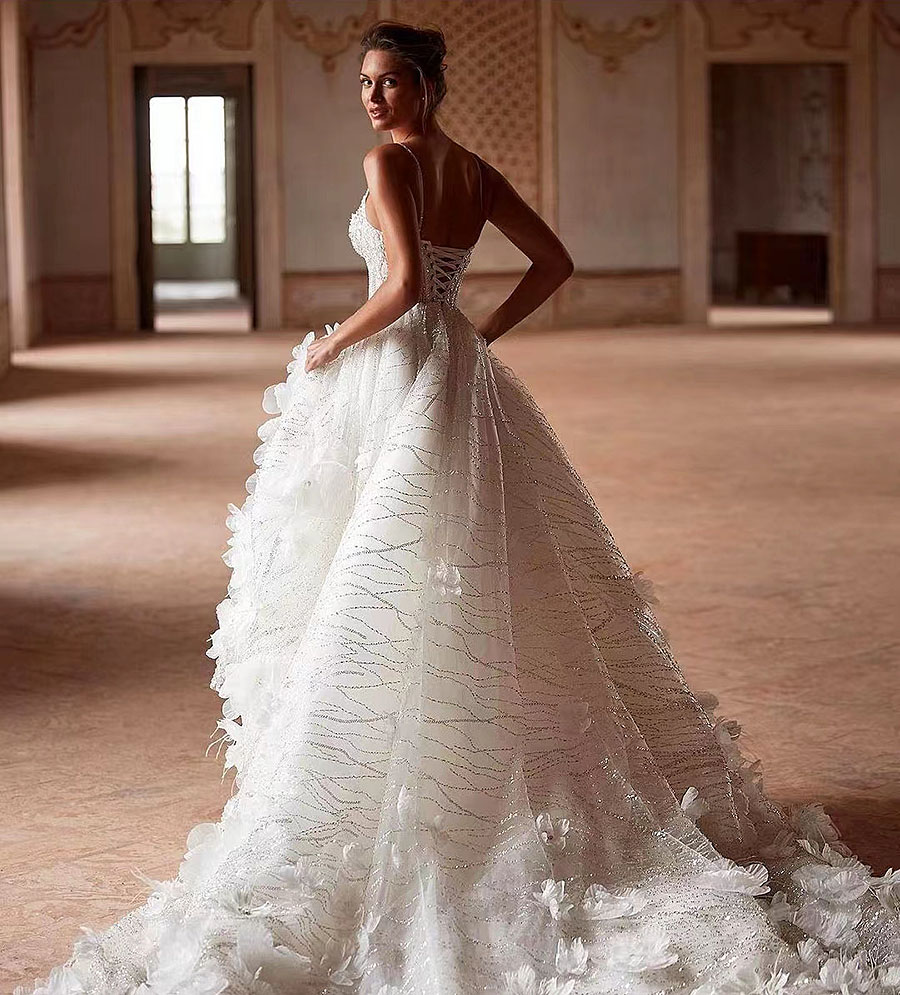 Wedding Ball Gown Dresses Ae High Neck Long Sleeve Vestido Novia Embroidery D Wers Robe De Mariee 0228Lz