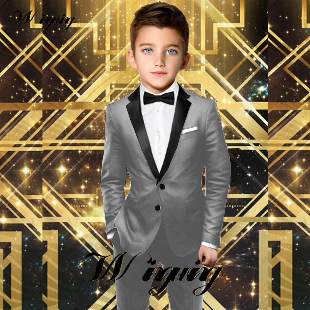 Black Boys Suit Formal Party Jacket Pants 2 Piece Set Kids Wedding Tuxedo Slim Fit Tailored 2-16 Years Old Clothes 240304