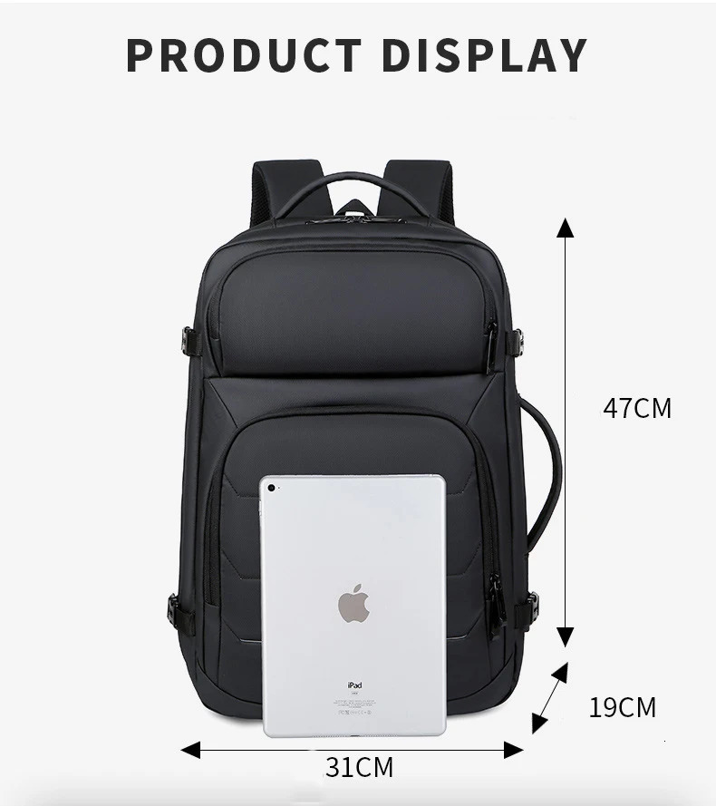 40L Expandable Backpacks USB Charging Port 17 inch Laptop Bag Waterproof Business National Flag Travel 240313