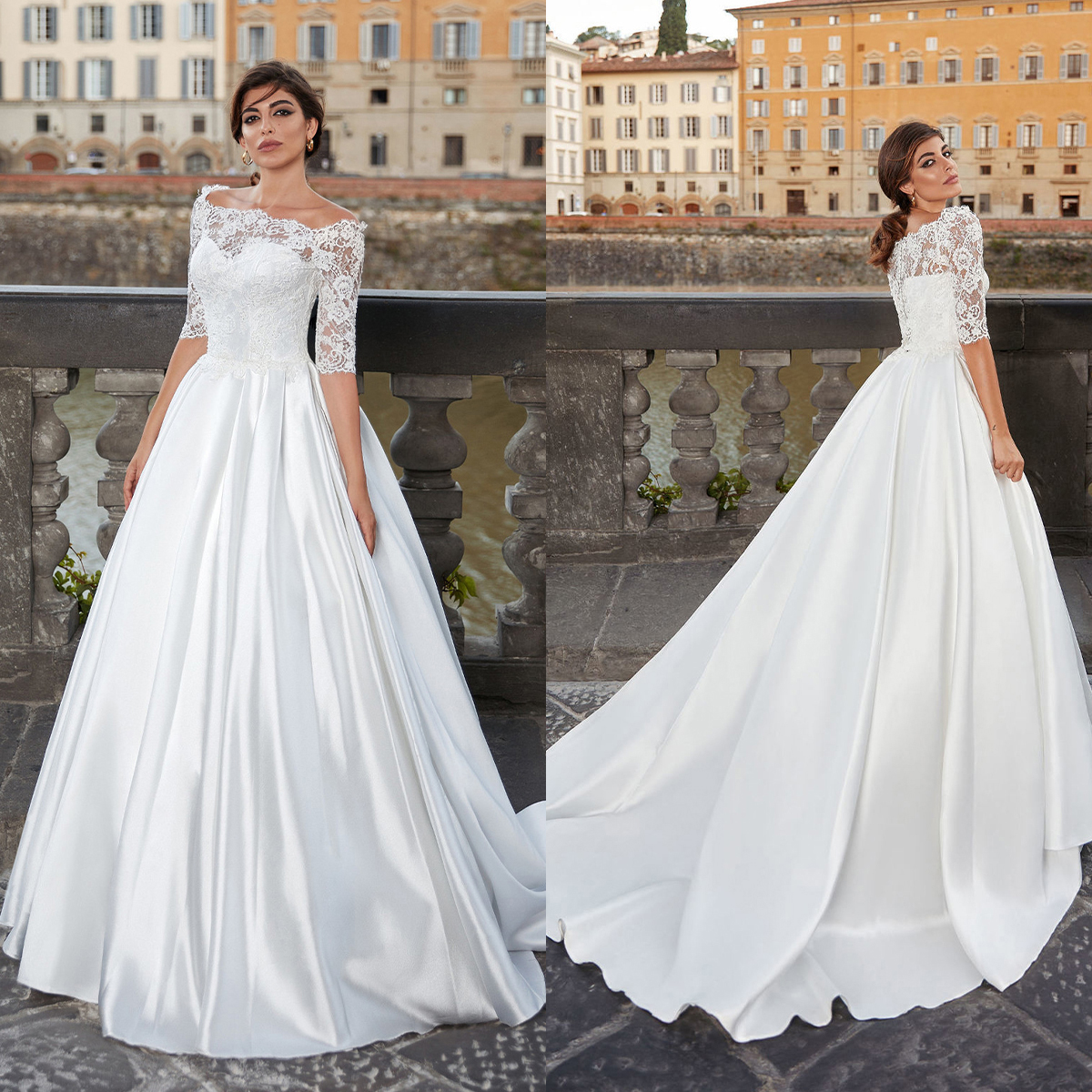 Plus Size A Line Wedding Dresses With Jacket Lace Off Shoulder Long Sleeves Bridal Gowns Applique Beach Custom