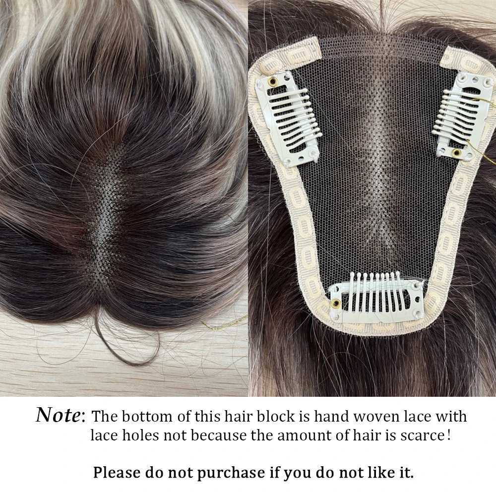 100% Remy Human Hair Toppers Middle Part Ombre Light Brown Golden Human Hair Pieces for Women with Thinning Hair Clip in Toppers 240314
