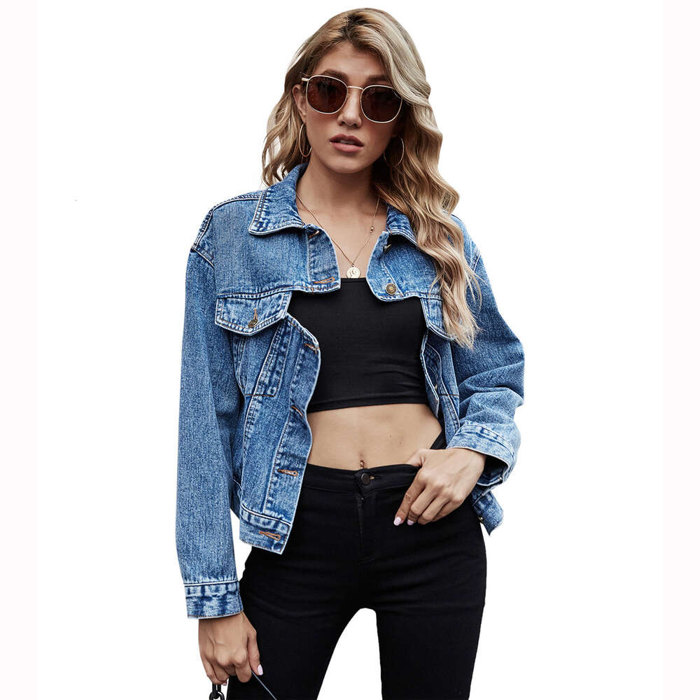Women's Wear INS Fashion Loose Lapel Panel Commuter Denim Coat Autumn and Winter