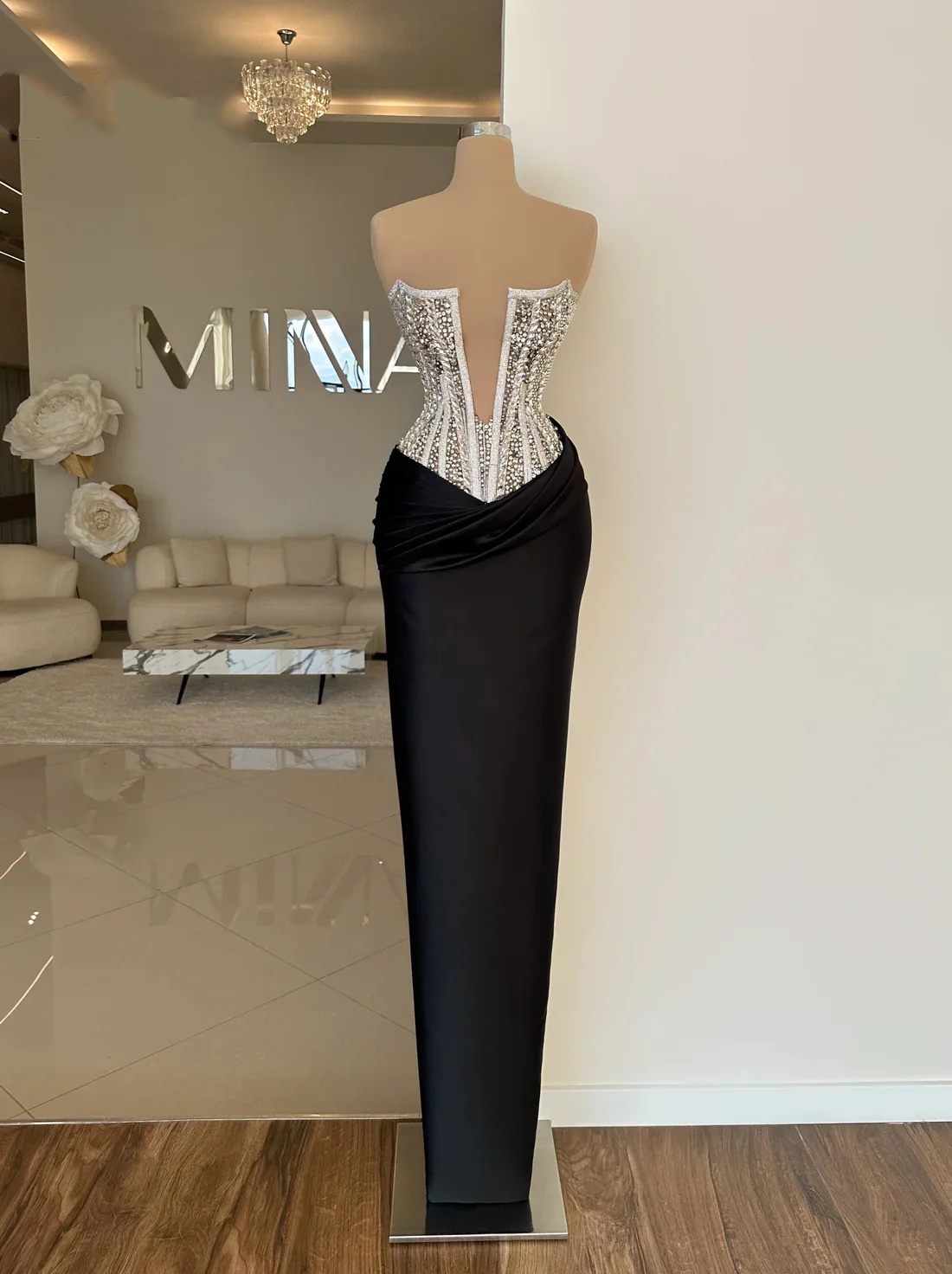 Strapless Sexy Evening Mermaid Prom Gowns With Crystal Sleeveless Custom Made Slim Formal Party Dresses Plus Size 6660306