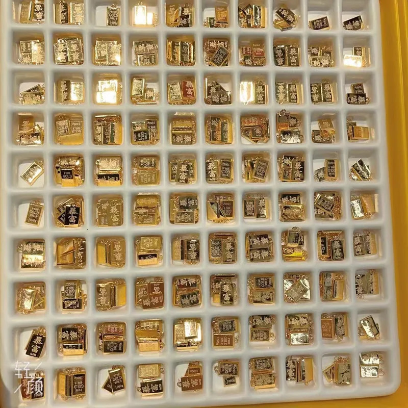 VITICEN Real 18K Gold Bricks AU750 Pendant Get Rich Necklace For Men Women Fine Gift Elegant Good Presents Classic Fashion 240311