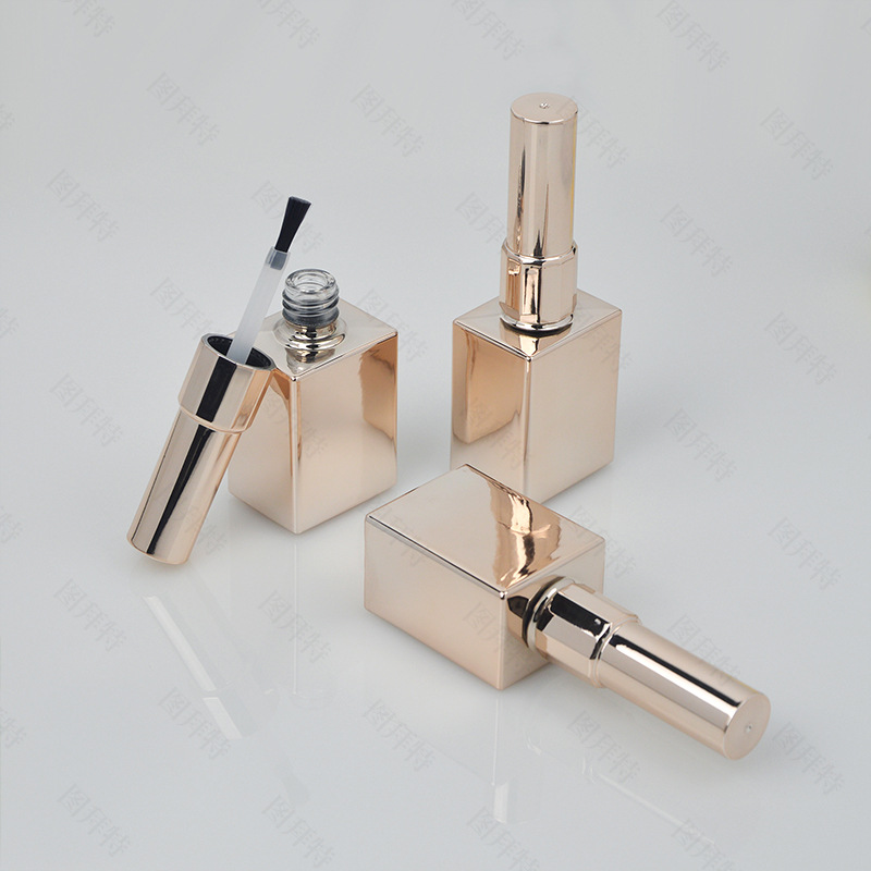 15ml Nail Polish Bottle Rose Gold Empty Nail Gel Bottle with Brush Glass Nail Beauty Container Vial
