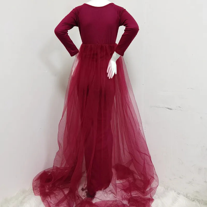 Pregnancy Po Shoot Boho Lace Maternity Pography Props Dresses Free Size Adjustable Bohemian Long Dress Pink 240309