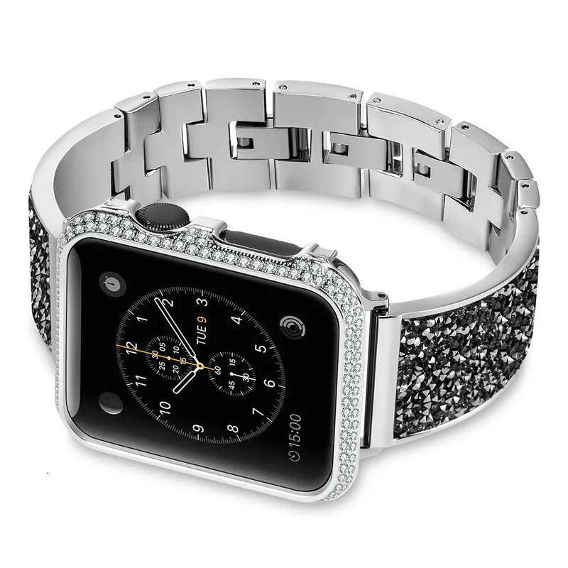 Diamond Stainless Steel Strap For watch Ultra 8 7 6 5 4 3 SE 45mm 41mm 40mm 44mm 38mm 42mm Women strap For iWatch Bracelet 240311
