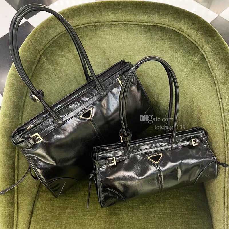 Luxury designer soft lux bag women crossbody bag Oil Wax Cowhide long handle boston handbag hobo Shoulder Bags