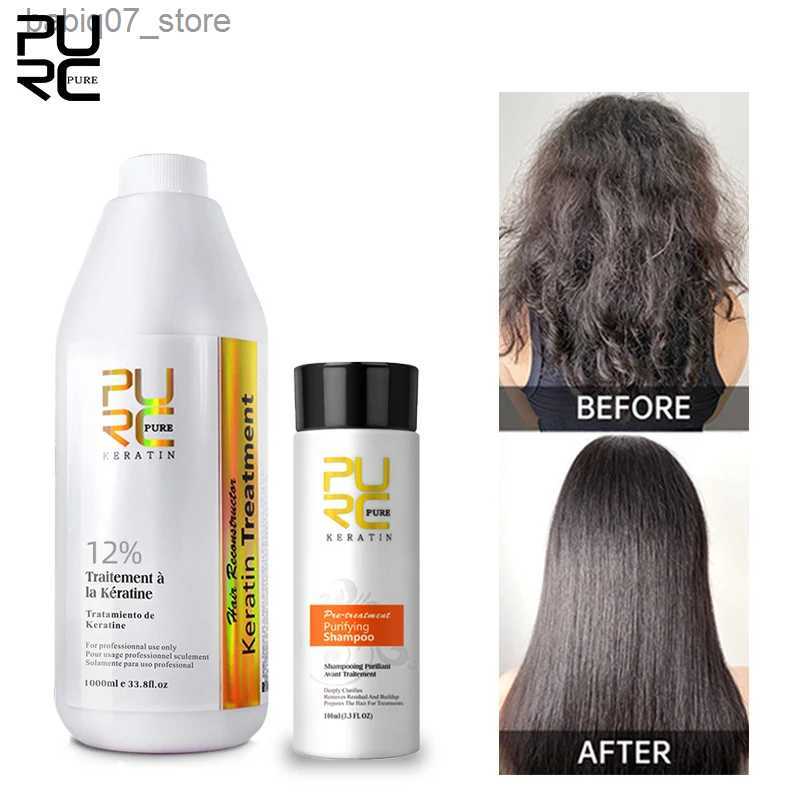 Shampoo Conditioner PURC Keratin Hair Treatment Set 1000ml Brazilian Keratin Smoothing Straightening 100ml Repair Damaged Shampoo Kits Hair Care Q240316