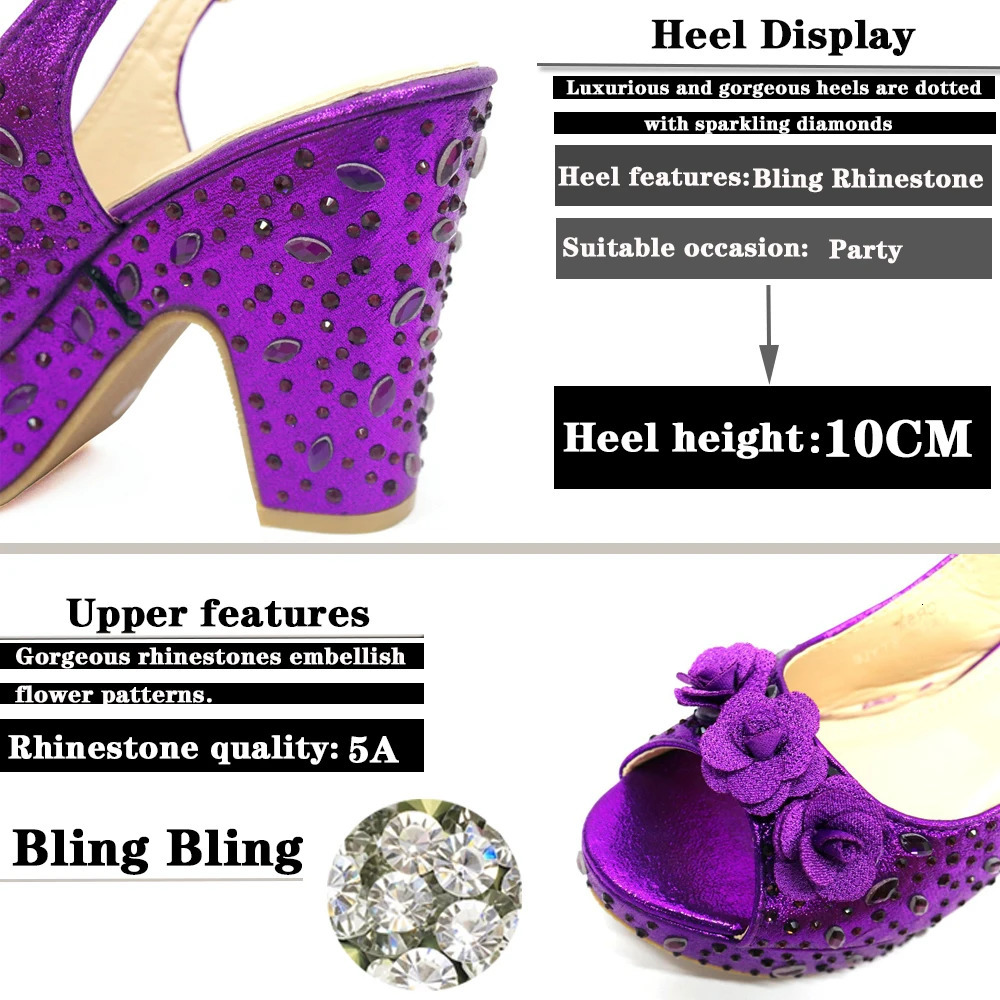 Arrival Italian Women Shoes and Bag Set Decorated with Rhinestone In Party African 240304