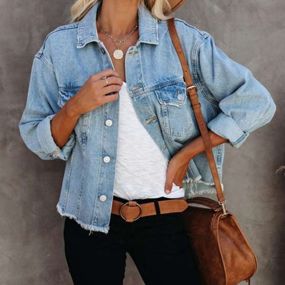 2024 New Denim Coat Women's Street Trendy Loose Fur Short Jacket