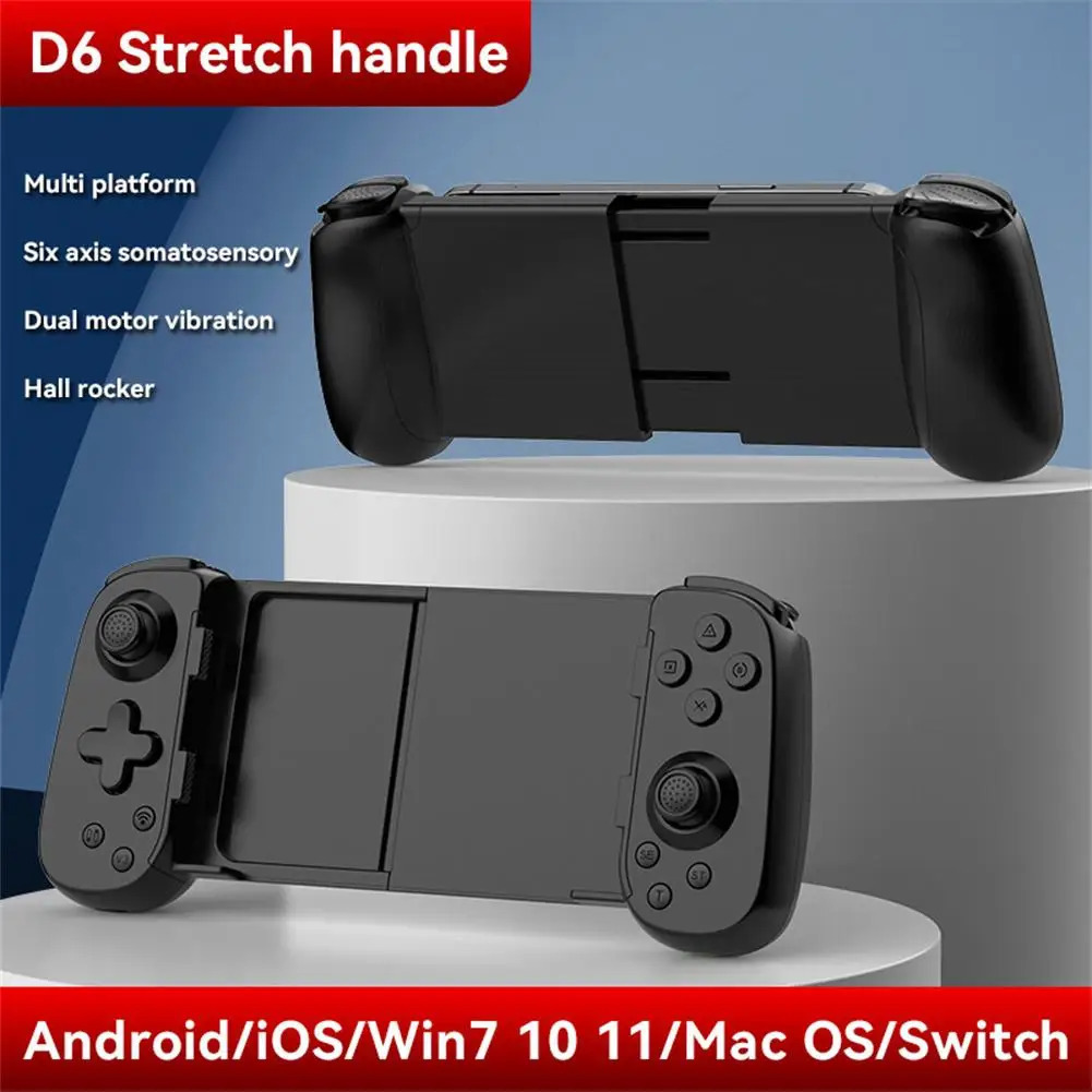 D6 Wireless Stretching Extendable Gaming Controller Bluetooth Handle Pad for Phone Android Gamepad Game Accessoires 240306
