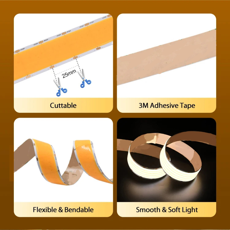 Ultra-wide 30mm cob led strip lights DC24V 1600LEDs/m super bright 4600lm for indoor home office