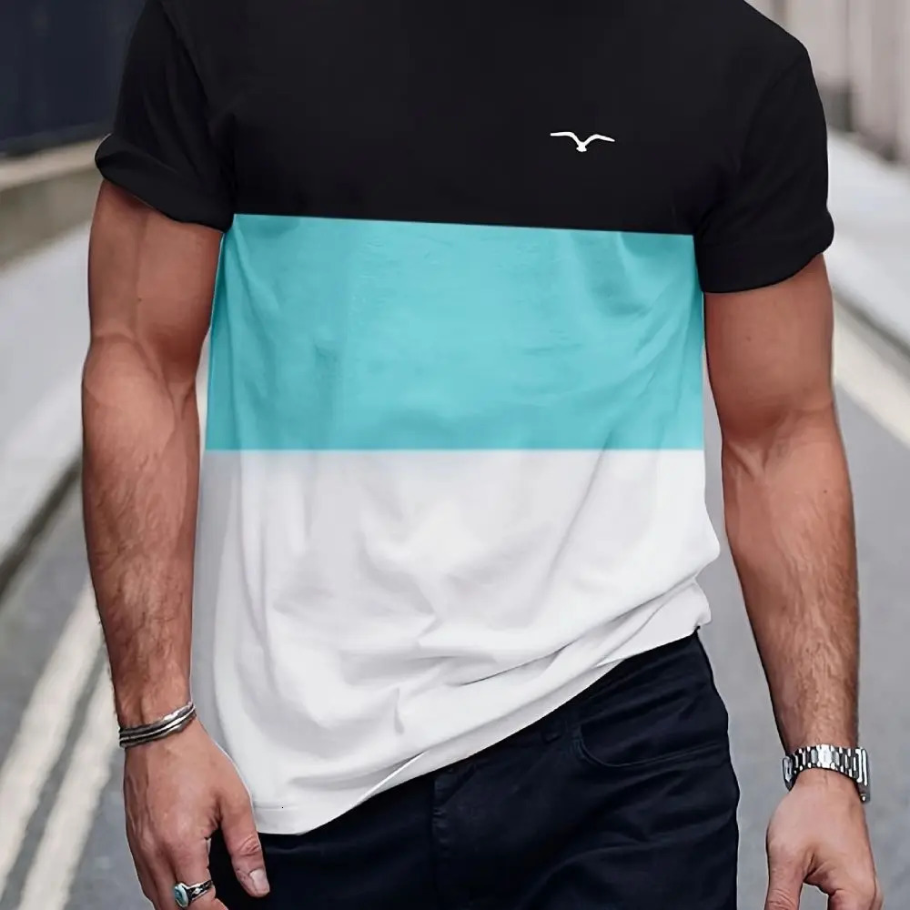 Casual Striped T Shirt For Mens Short Sleeve Tops Oversized TShirts ONeck Pullover Street Shirts Tee Summer Apparel 240301