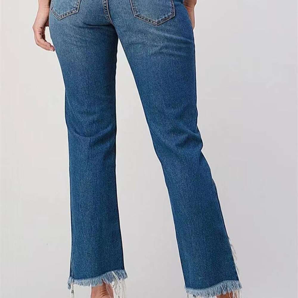 High Waisted Five Pointed Star Printed Jeans for Women