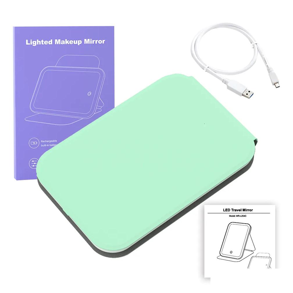 Compact Mirrors Usb Led Makeup With Lights Pink 360 Portable Foldable Smart Travel Make Up Tabletop Mirror Cosmetic Vanity Miroir Dro Dhi7z