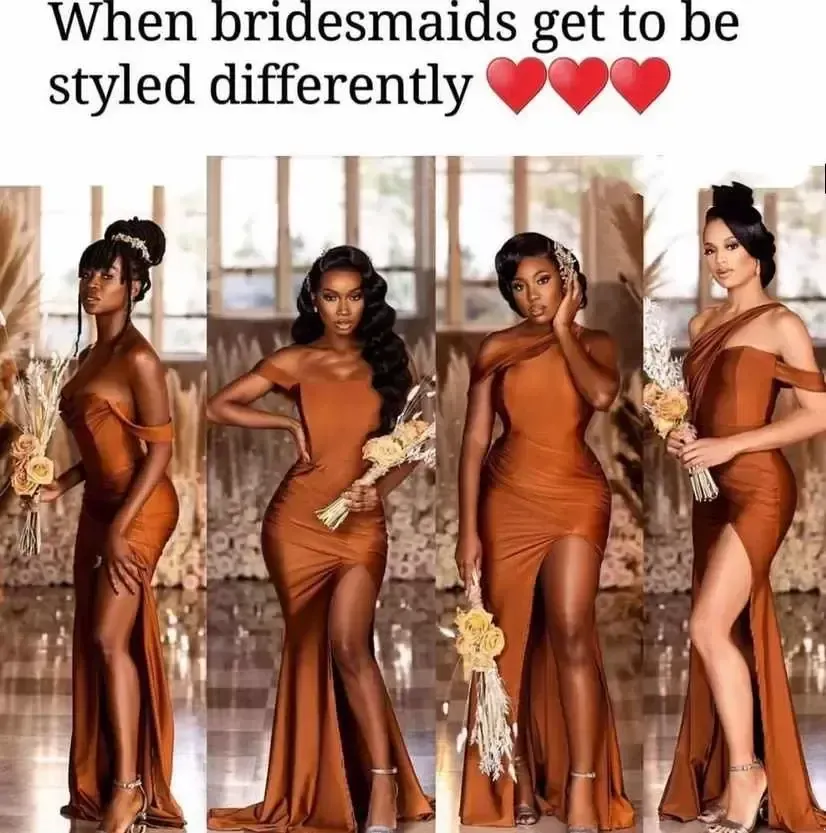 Nigerian Elegant Mermaid Bridesmaid Dresses Off Shoulder Neck Maid Of Honor Gowns Wedding Guest Evening Prom Wear BM