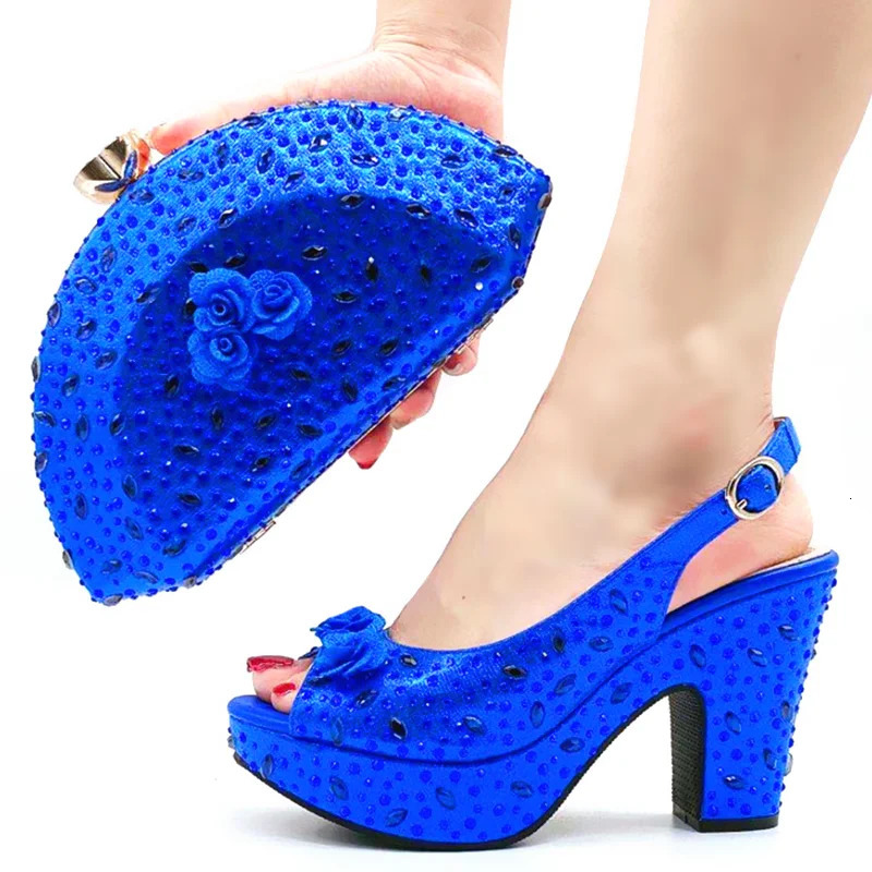 Arrival Italian Women Shoes and Bag Set Decorated with Rhinestone In Party African 240304