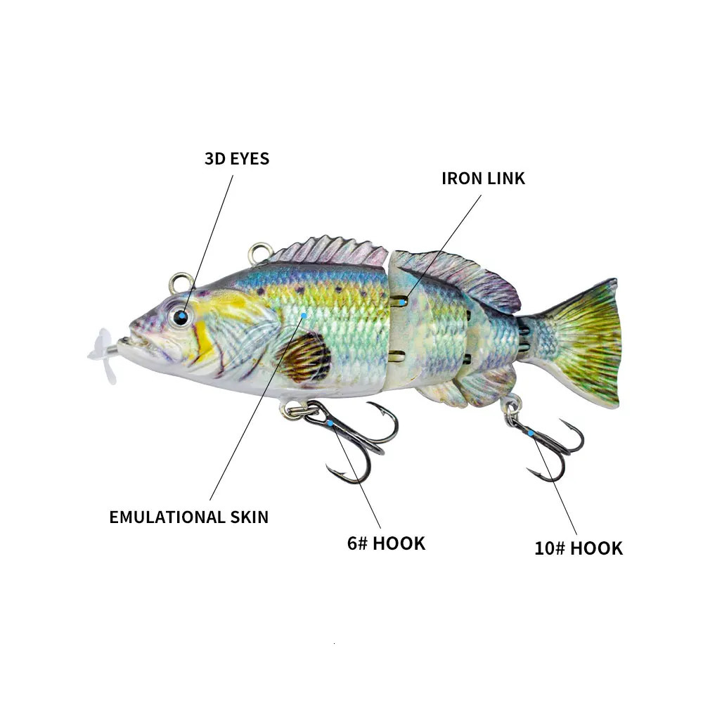 small 10cm Robotic Swimming Lures Fishing Auto Electric Lure Bait Wobblers For Swimbait USB Rechargeable Flashing LED light 240306