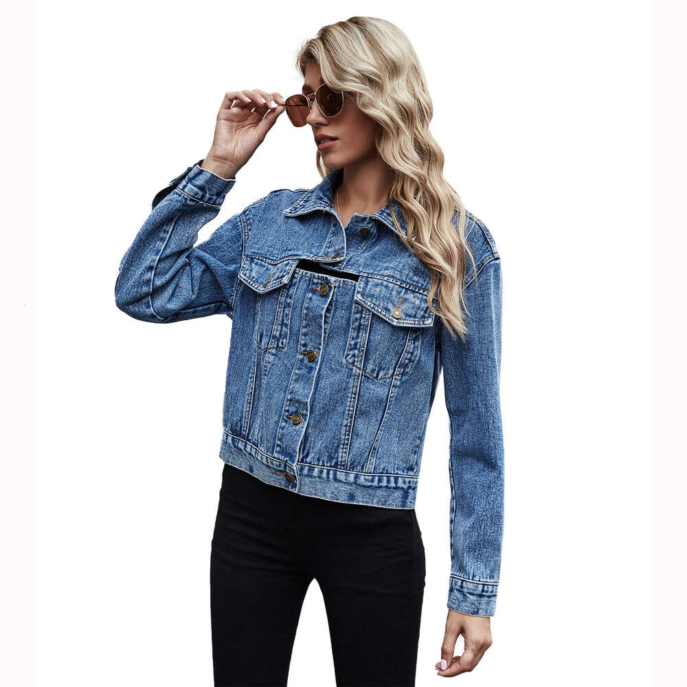 Women's Wear INS Fashion Loose Lapel Panel Commuter Denim Coat Autumn and Winter