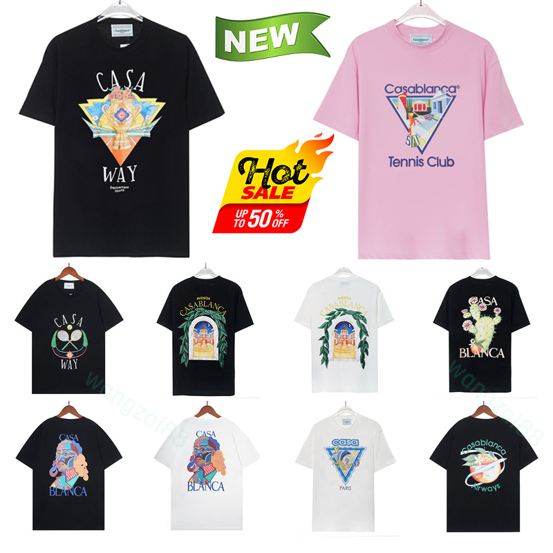Casa Blanca Casablanca Tshirts Women Men T Shirt 2024 Summer New Style Designer Graphic Casablanc Letter printing loose Clothes Mens Tees Size S-XXL