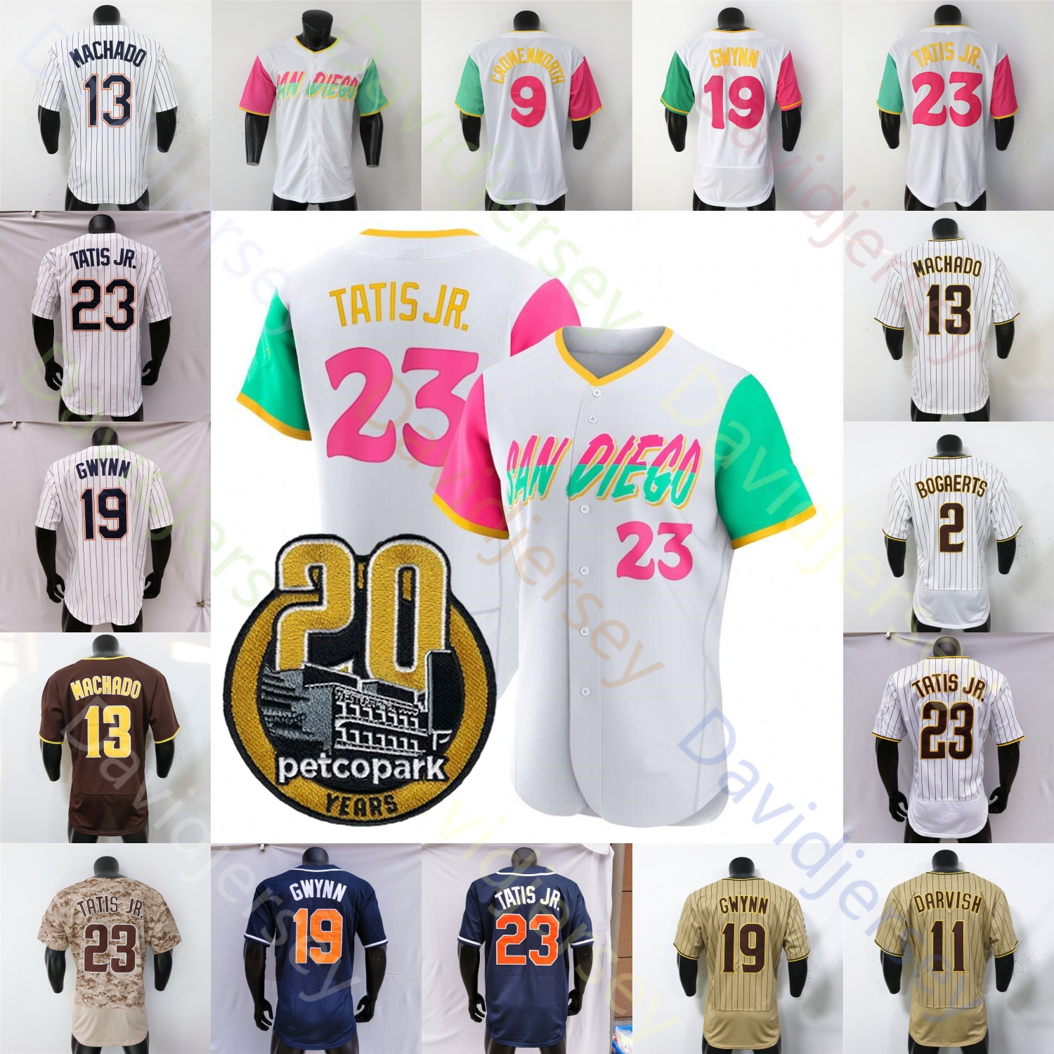 20th Patch Jersey Fernando Tatis Jr. H.S. Kim Xander Bogaerts Manny Machado Dylan Cease Cronenworth Yu Darvish Tony Gwynn Matsui Musgrove Jackson Merrill Salas Arraez
