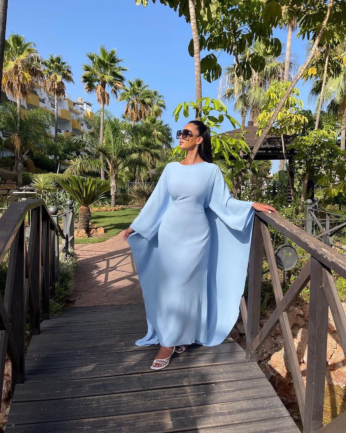 Women Casual Dresses Satin Long Bat Sleeves Solid Dress Robe Autumn Elegant Loose Maxi Dresses