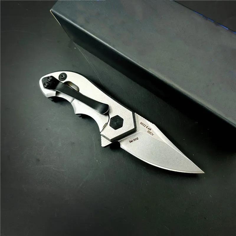 Mini Carbon Fiber 0022 Tim Galyean Flipper Tactical Knife 1.8 CPM-20CV Stonewashed Blade EDC Outdoor Self Defense Hunting Camping Knive 0808 0562 0707