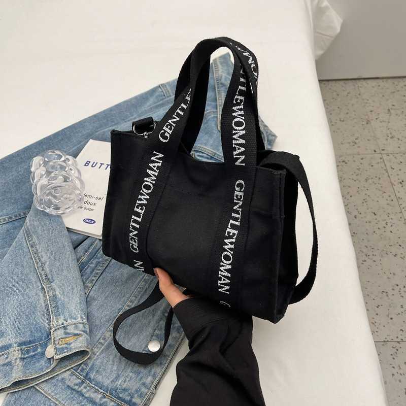 Leisure Handheld Small Bag Gentle Woman Canvas Bag Letter Vegetable Basket Shoulder Bag 240315