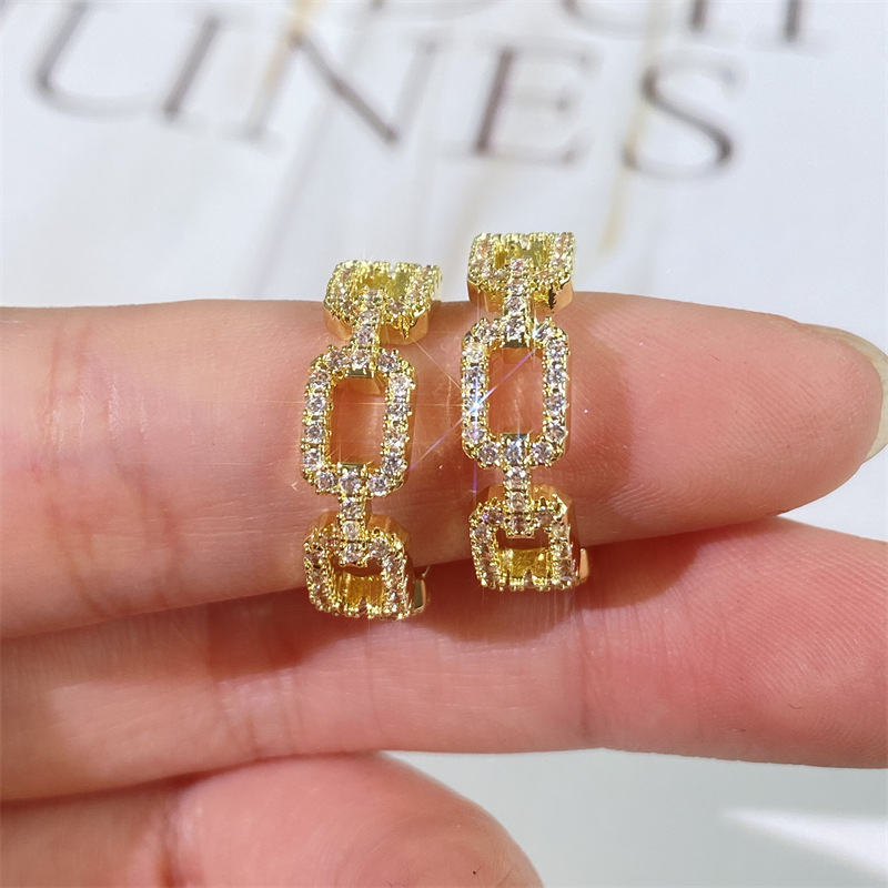 2024 Choucong Clip Earrings: Sterg Sier Gold Plated Pave White 5A Cubic Zirconia Jewelry for Women