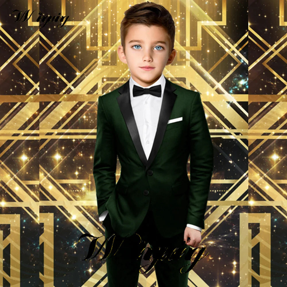 Black Boys Suit Formal Party Jacket Pants 2 Piece Set Kids Wedding Tuxedo Slim Fit Tailored 2-16 Years Old Clothes 240304