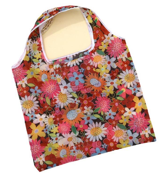 DHL100pcs Shopping Bags Medium Foldable Waterproof Storage Eco Reusable Polyester Cartoon Tote Bag Size40*60cm