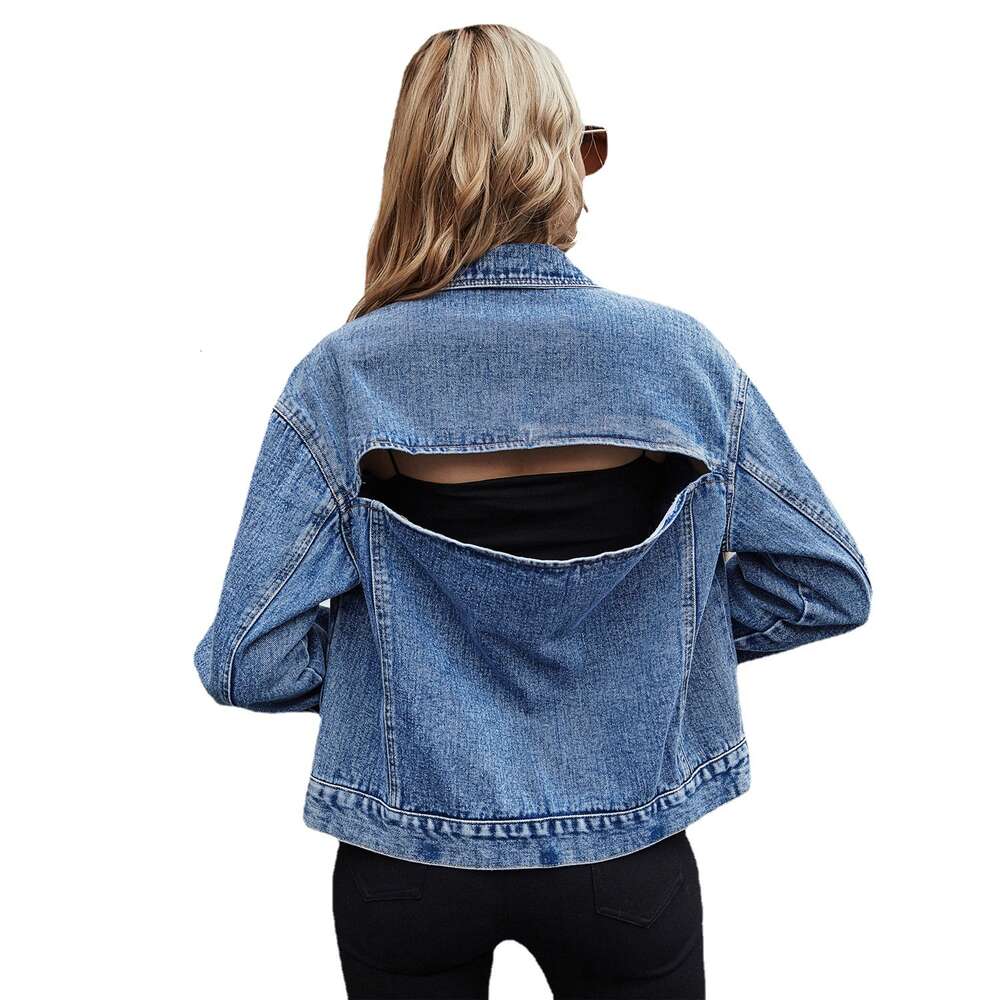 Women's Wear INS Fashion Loose Lapel Panel Commuter Denim Coat Autumn and Winter