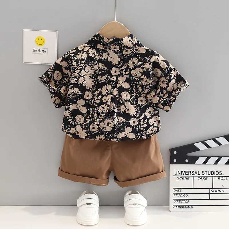 Clothing Sets New Summer Baby Boys Clothes Sets Fashion Cotton Full Printing T-shirts+Tooling Shorts 2pcs Kids Outfits for Infant TracksuitY241225LI00