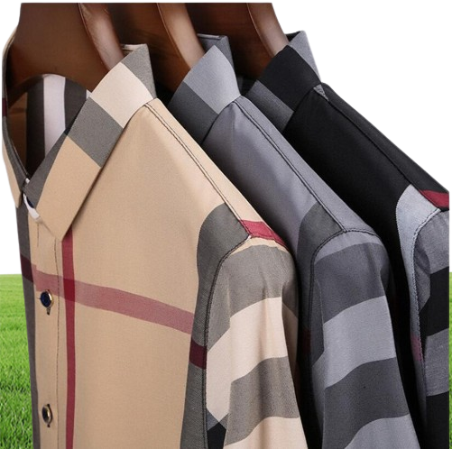 Fashion Mens Designer Spring and autumn new longsleeved shirts men youth plaid business casual loose lapel shirts Men039s Casu