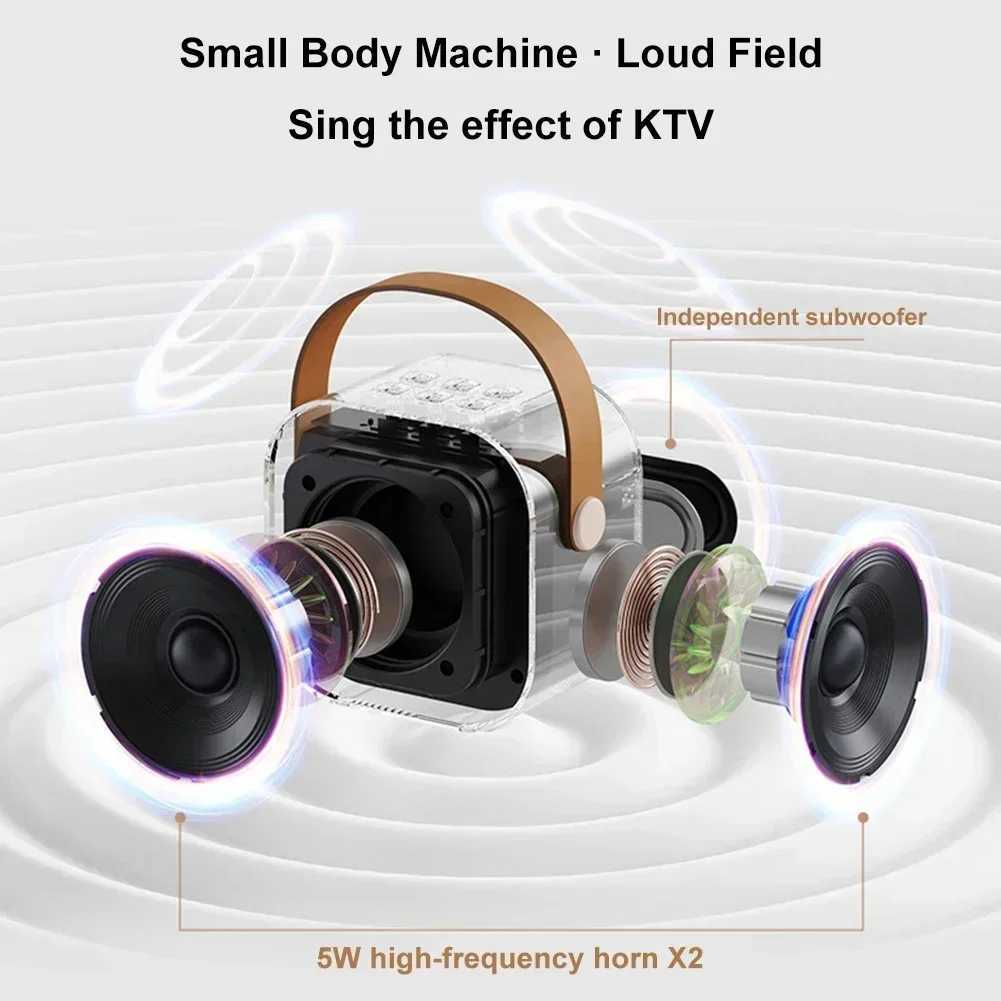 Microphones Bluetooth Wireless Portable Speaker Multi-function Karaoke with 1-2 Microphone Music Player Karaoke Machine For Kids Adults Home 240408