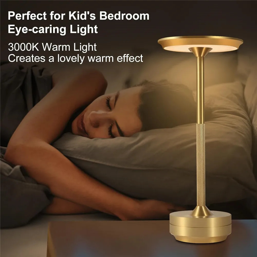 LED Aluminum Alloy Waterproof Rechargeable Desk Lamp Touch Dimming Metal Table Lamps For Bar Living Room Reading Camping Lights 240304