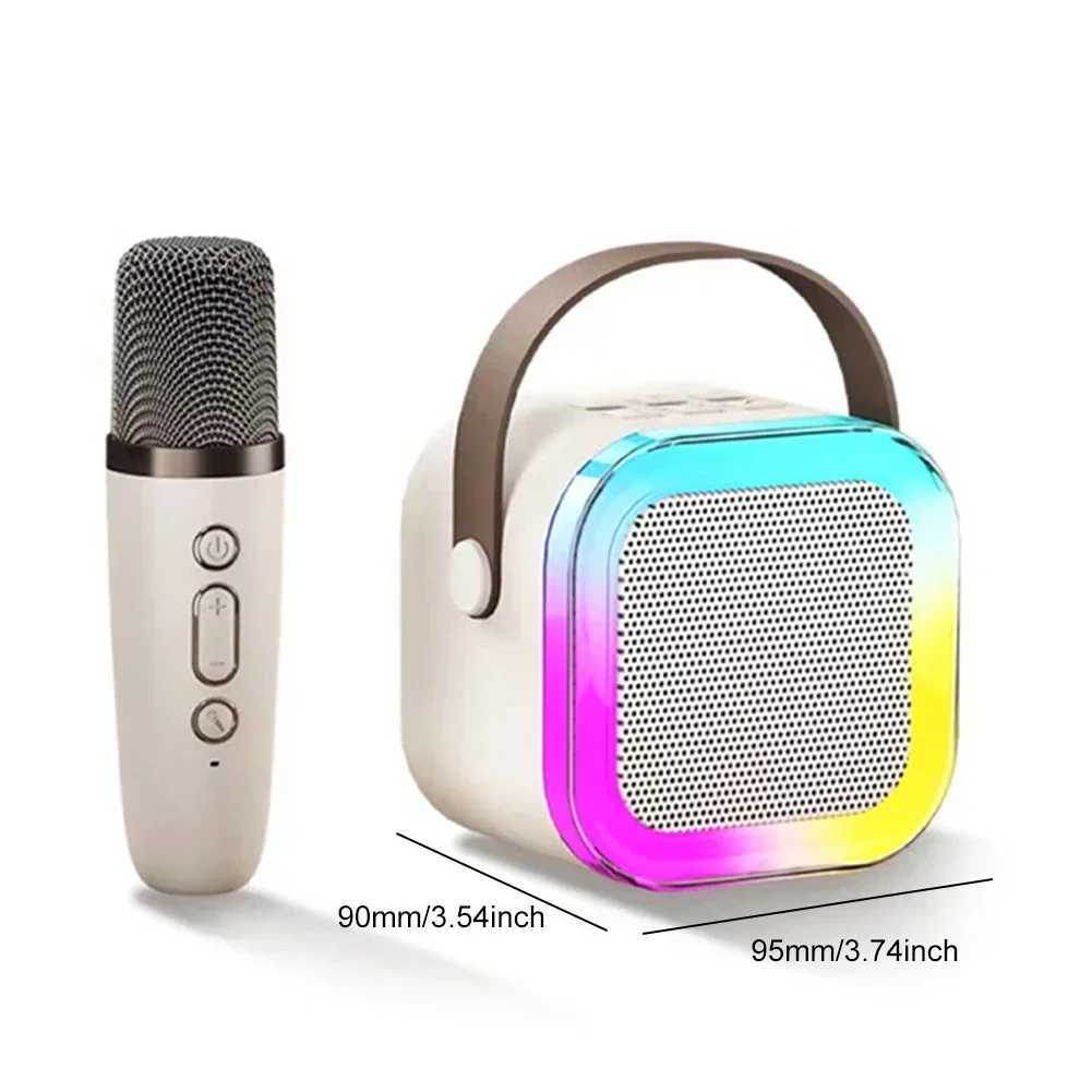Microphones Bluetooth Wireless Portable Speaker Multi-function Karaoke with 1-2 Microphone Music Player Karaoke Machine For Kids Adults Home 240408