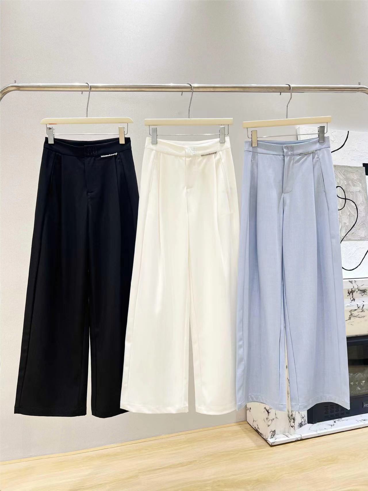 Free Shipping 2024 Black/White/Blue Letter Straight Loose Women's Formal Pants Designer Women's Casual Pants 3173