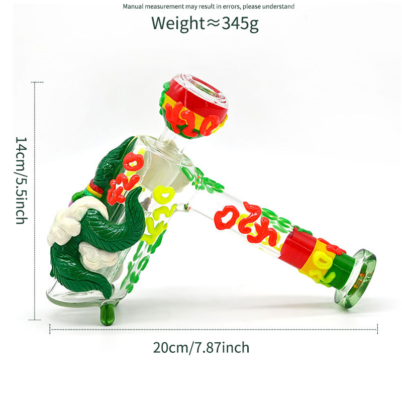 7.9in,Glass Hammer Water Pipe,Glow In Dark,Glass Bong,Glass Hookah,Hand Painted,Smoking Accessaries
